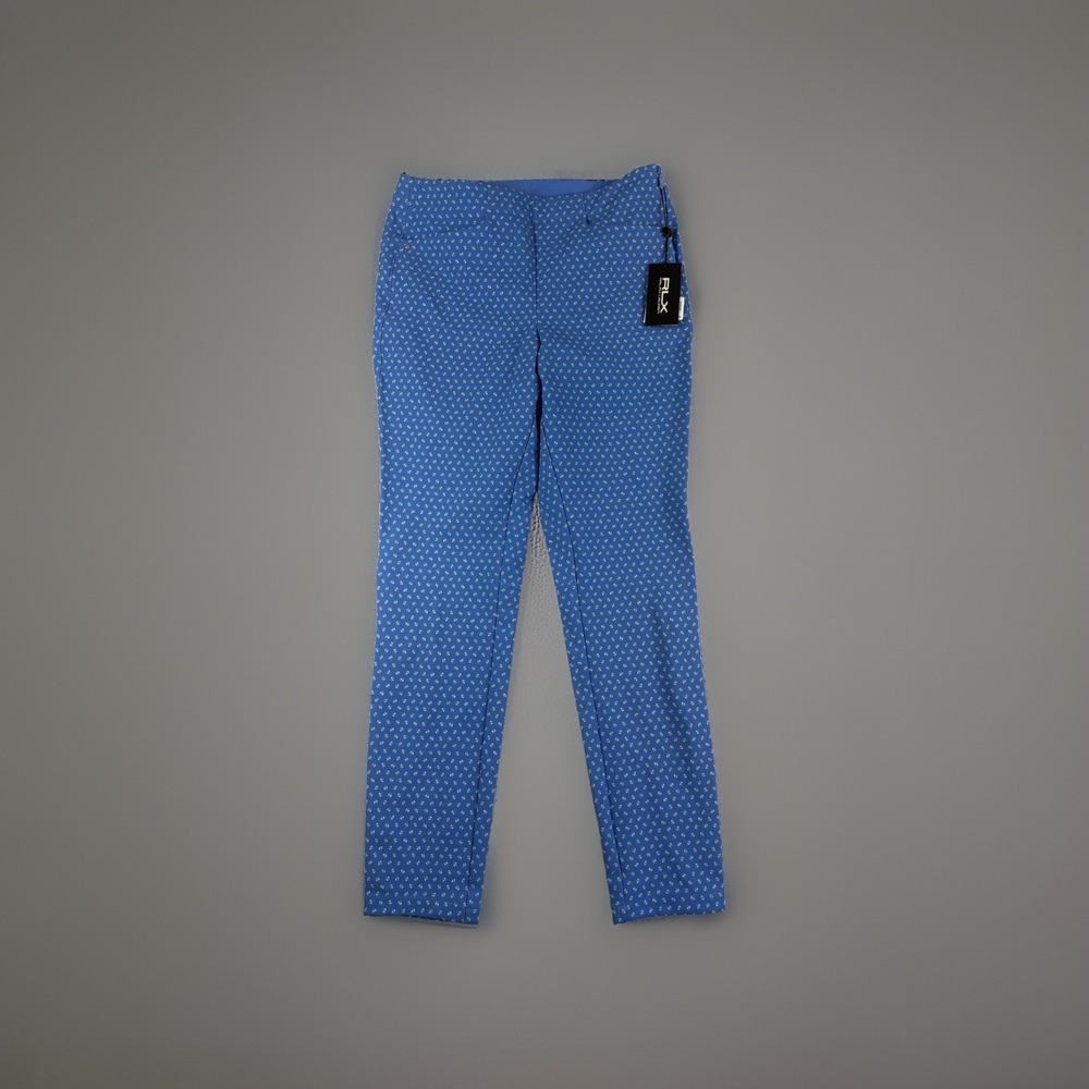 NWT Ralph Lauren RLX golf pull on pants, blue floral aop, women's 8